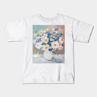 Daisies and Buttercups in a White Vase Kids T-Shirt